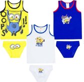 Aanbieding: 3 Minions ondergoed-set - Hemd & Onderbroek - Blauw, Geel, Wit & Multi-kleur - 6/8 jaar - Zie foto voor samenstelling