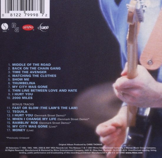 De achterkant van de cd 'Learning To Crawl' met de tracklist.