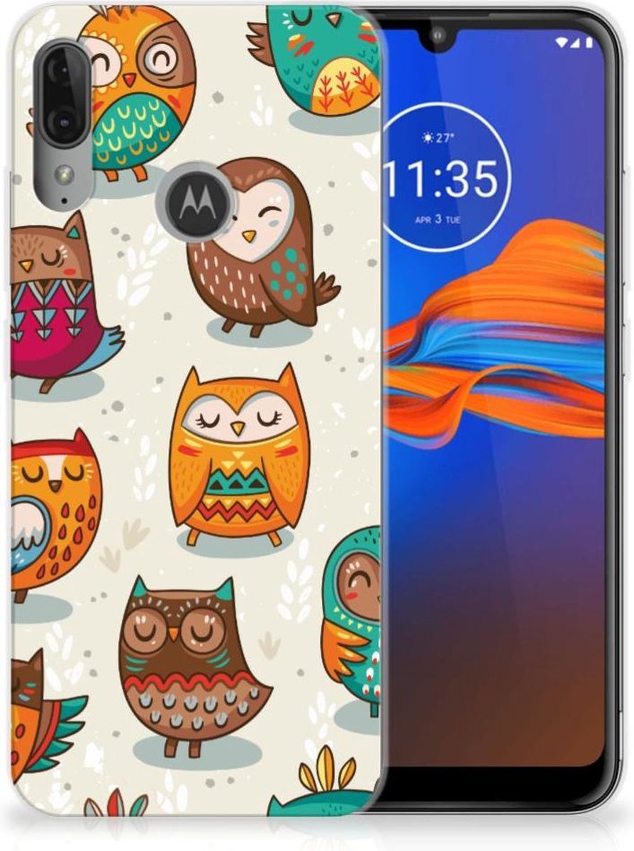Motorola Moto E6 Plus TPU Hoesje Vrolijke Uilen
