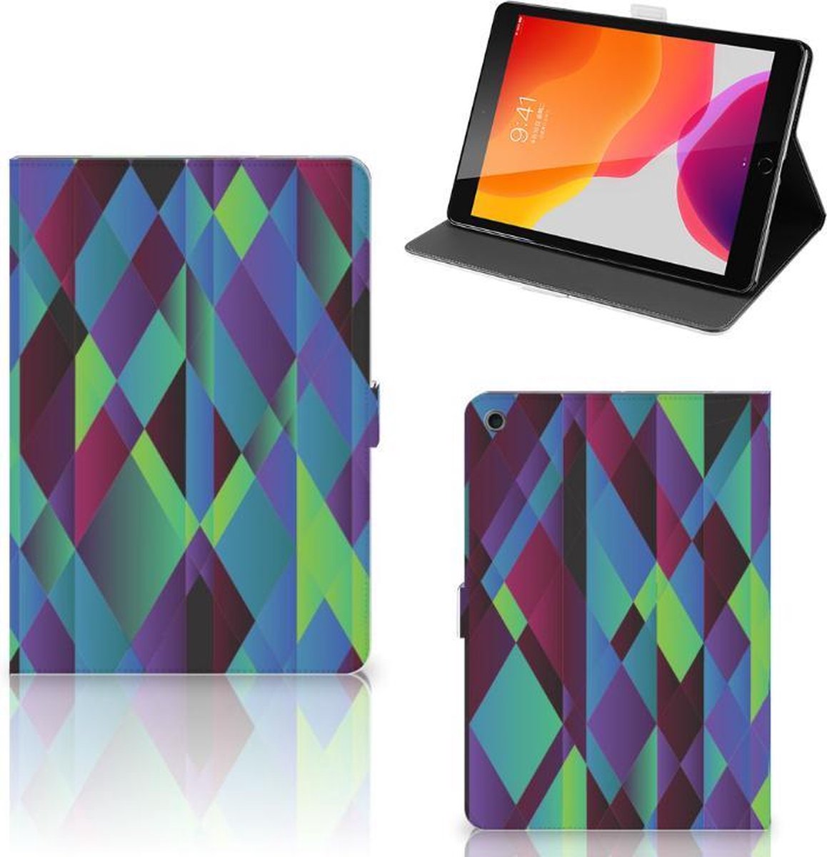 Book Case voor iPad 10.2 2019 | iPad 10.2 2020 | 10.2 2021 Tablet Beschermhoes Abstract Green Blue