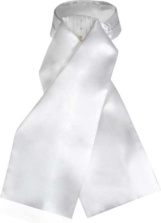 Foto: Horka plastron satijn met strass steentjes unisex wit