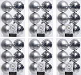 36x Zilveren kunststof kerstballen 8 cm - Mat/glans - Onbreekbare plastic kerstballen - Kerstboomversiering zilver