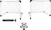 Set van 2 voetbal goals 92 x 63 met kleine voetbal en ballenpomp - Voetbalset