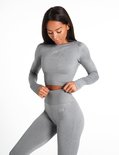 Pursue Fitness Womens Adapt Long Sleeve Crop Top (Subtle Grey