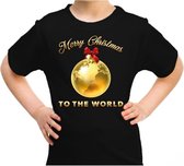 Foute kerst shirt / t-shirt - Merry Christmas to the world - zwart voor kinderen - kerstkleding / christmas outfit S (110-116)