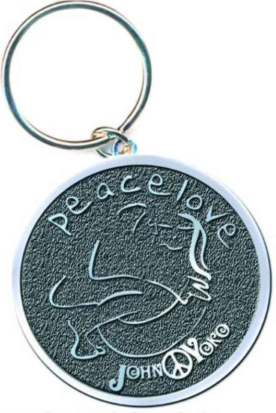 John Lennon Sleutelhanger Peace & Love Grijs