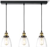 Home Sweet Home - Moderne Hanglamp Ava - 3 lichts hanglamp gemaakt van Glas - Zwart - 65/18/120cm - Pendellamp geschikt voor woonkamer, slaapkamer en keuken- geschikt voor E27 LED lichtbron