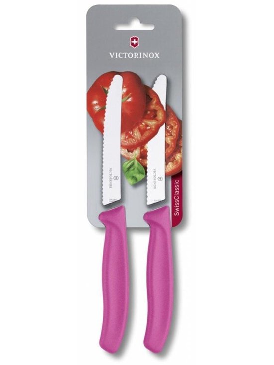 Foto: Victorinox tomaten worst en kaasmes roze