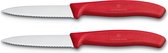 Victorinox 2 x pak Praktisch mesje met golvende rand - rood - lemmet 8 cm