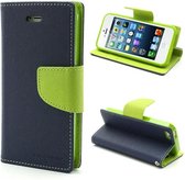 Original Mercury Goospery wallet Bookcase hoesje iPhone 5 5s SE Donkerblauw Groen portemonnee