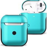 Case Geschikt voor AirPods Hoesje Hoes Hard Cover - Hoesje Geschikt voor Apple Airpods 1/2 Case - Mintgroen