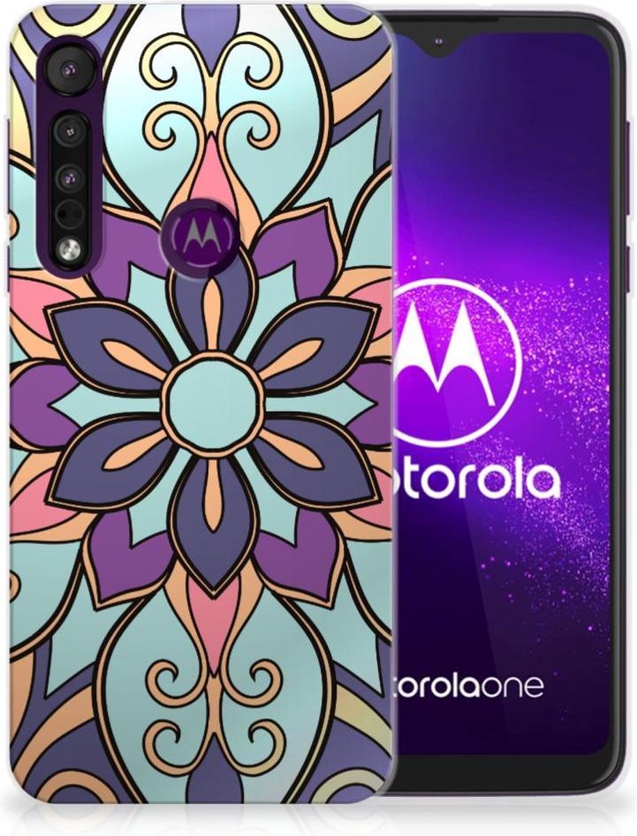 TPU Hoesje voor Motorola One Macro TPU Case Purple Flower