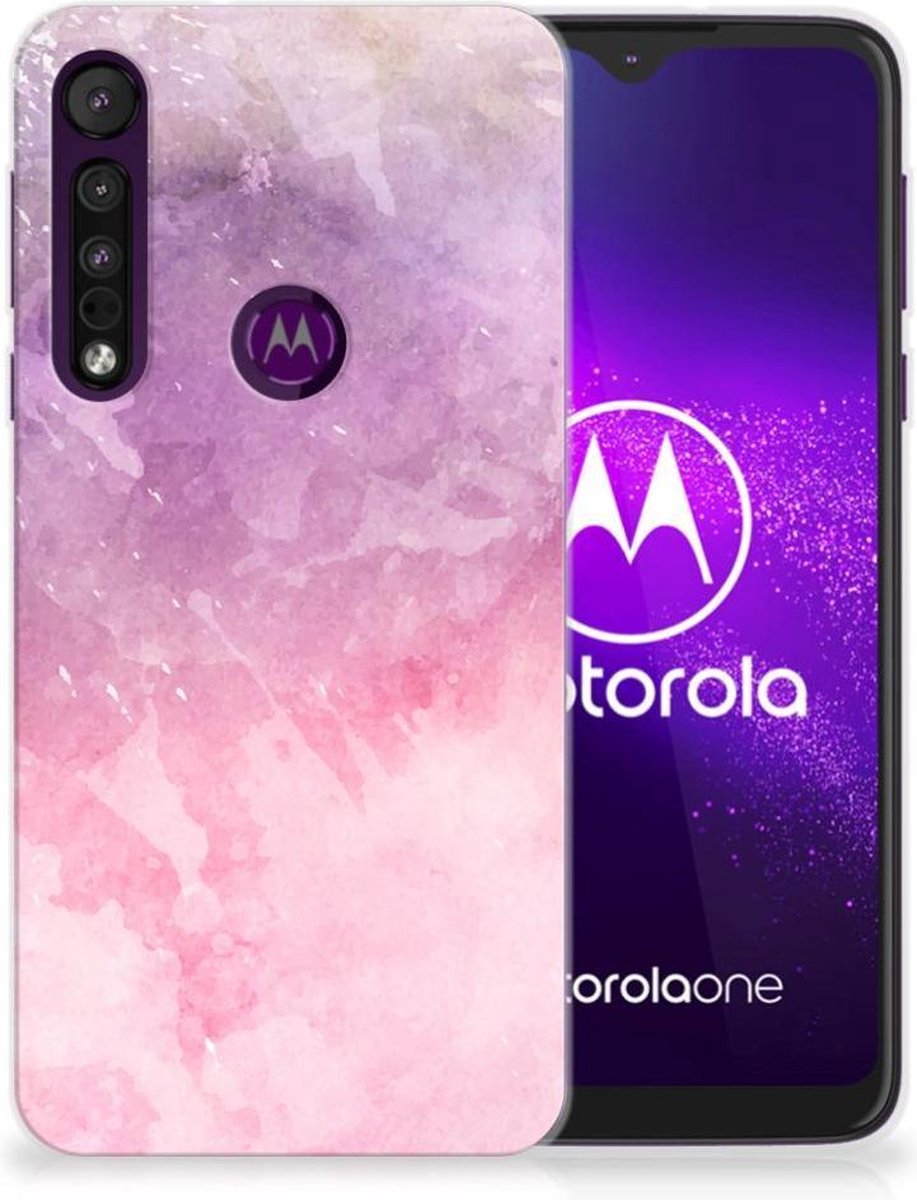 Hoesje maken Motorola One Macro Pink Purple Paint