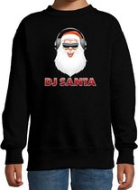 Foute kersttrui / sweater - DJ Santa / Kerstman - stoere zwarte kersttrui voor kinderen - kerstkleding / christmas outfit 5-6 jaar (110/116)