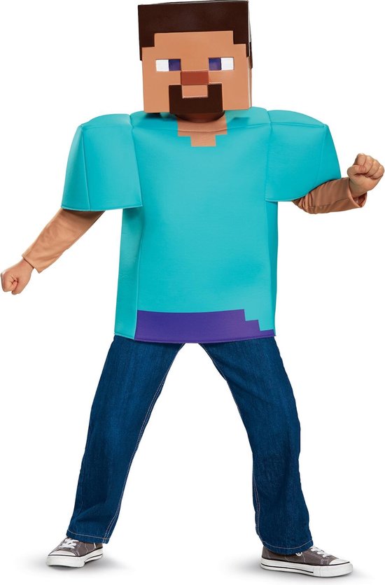 DISGUISE - Klassiek Minecraft steve kostuum voor kinderen - 110/128 (4-6 jaar) - Kinderkostuums