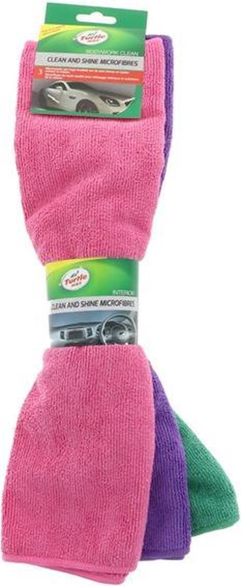 Turtle Wax Microvezeldoeken Clean & Shine - Streeploos reinigen - Voor alle soorten oppervlakken - Droog en nat te gebruiken - Niet pluizend - 3 stuks - 40x40cm