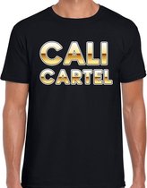 Drugscartel Cali Cartel tekst t-shirt zwart / goud voor heren M