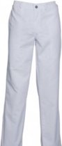 Pantalon de travail / pantalon de cuisine Long - Blanc - Largeur réglable avec élastique - Boutons-pression - 1 poche pouce Droite - 2 poches fendues - Les jambes de pantalon peuvent être ourlées à la taille - Taille 58 - Certifié CE