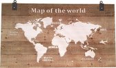 Natural Collections Wereldkaart - Wandpaneel - 140x80cm - Hout