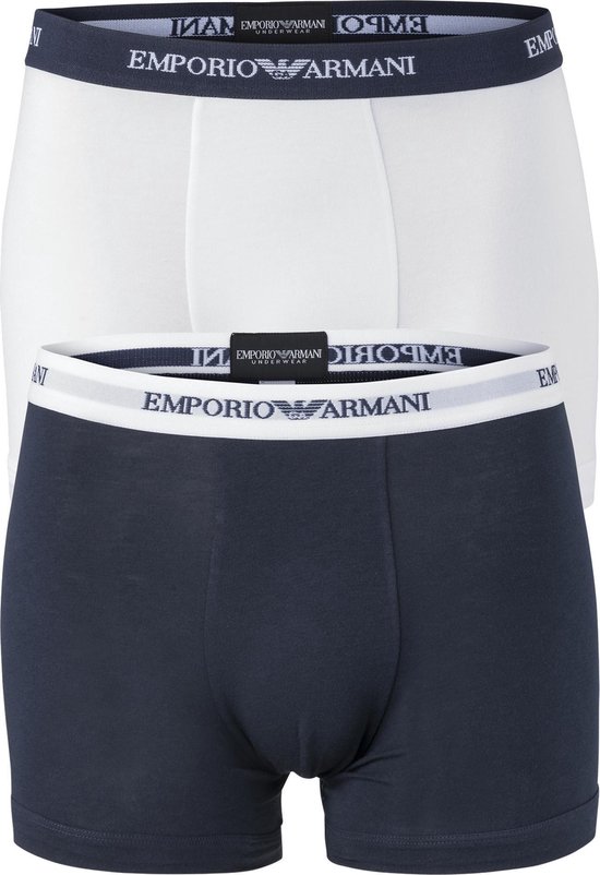 Emporio Armani - Basis 2-pack Boxershorts Wit / Blauw - XL