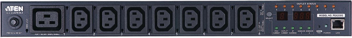 Aten PE6208G-AX-G 8-poorts Pdu 7x Iec320 C13 / 1x Iec320 C19