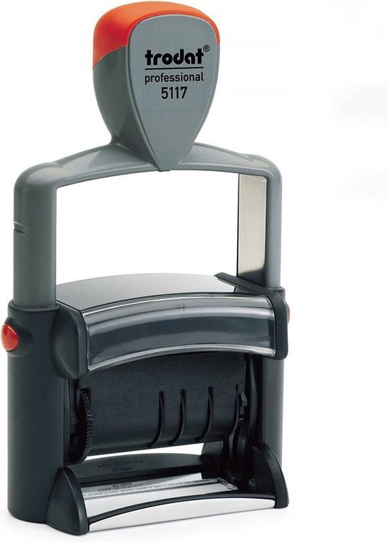 Trodat Professional 5117 self ink stamp with date and 12 adjustable Dutch texts, print approx. 48 x 4 mm, black Trodat Professional 5117 self ink stamp with date and 12 adjustable Dutch texts, print approx. 48 x 4 mm, black