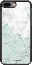 iPhone 8 Plus/7 Plus hoesje glass - Marmer mint mix | Apple iPhone 8 Plus case | Hardcase backcover zwart