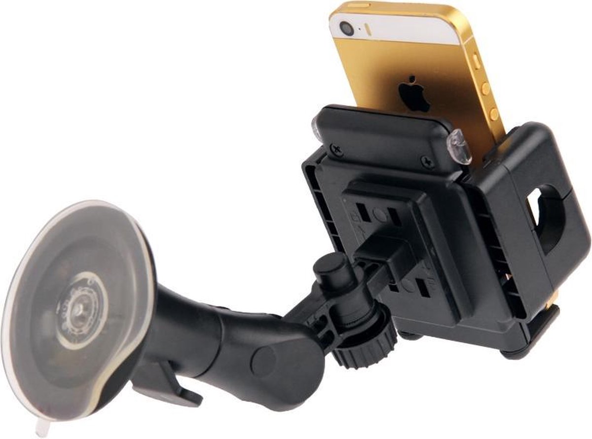 Mobigear Zuignap Telefoonhouder Auto met Klem - Zwart