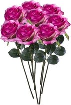 8 x Paars/roze roos Simone steelbloem 45 cm - Kunstbloemen