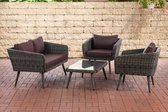 Clp Skara Loungeset - 5mm rond Poly rotan - grijs gemêleerd - terrabruin 40 cm (donkergrijs)