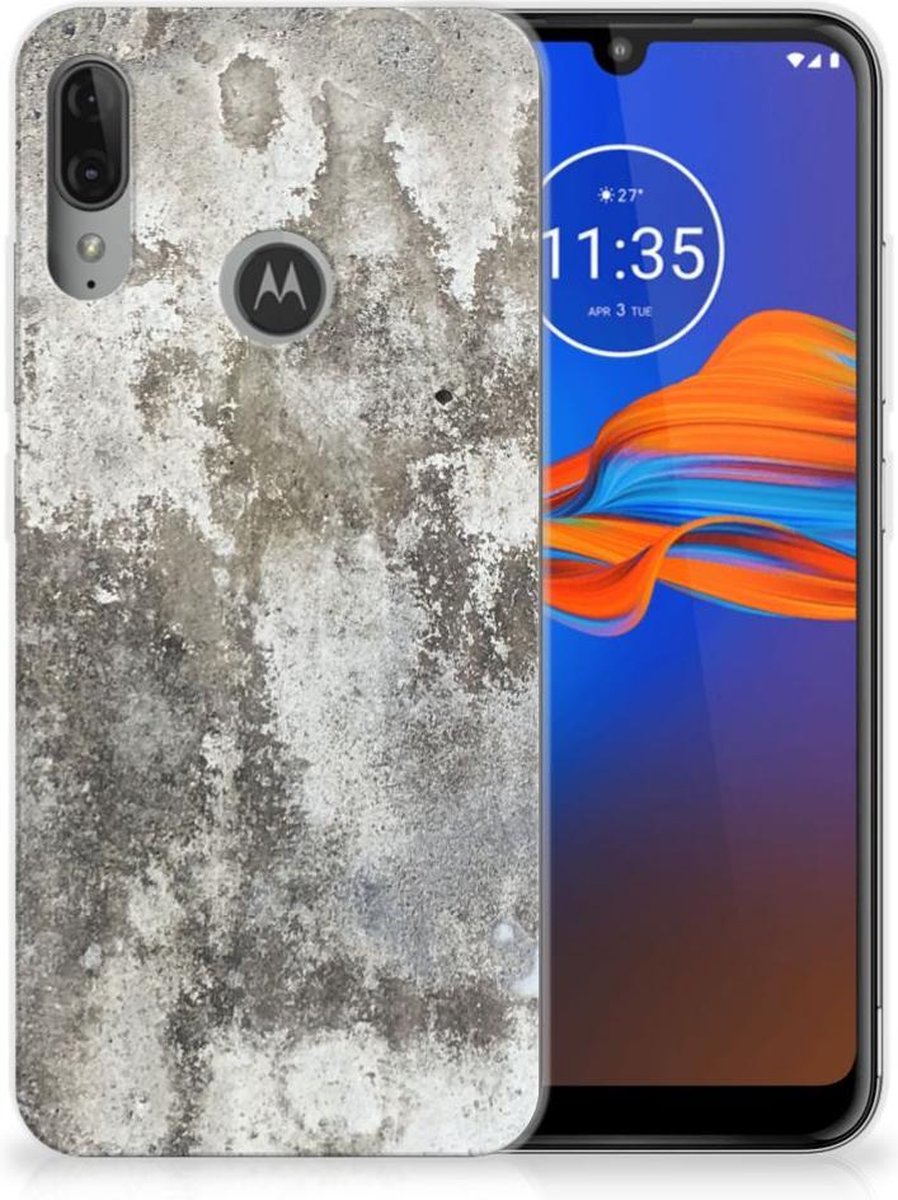 Motorola Moto E6 Plus TPU Siliconen Hoesje Beton Print