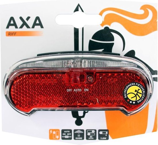 AXA Riff Battery - Fiets Achterlicht - LED Fietsverlichting op Batterij - Auto on/off systeem - 50-80 mm - Rood - Axa
