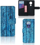 Coque de Protection pour Nokia 7.2 | Nokia 6.2 Portefeuille Bois Bleu