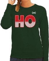 Foute Kersttrui / sweater - ho ho ho - groen voor dames - kerstkleding / kerst outfit S (36)