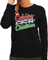 Foute Kersttrui / sweater - Calories dont count at Christmas - zwart voor dames - kerstkleding / kerst outfit S (36)