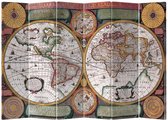 Fine Asianliving Kamerscherm Scheidingswand 6 panelen Wereldmap Retro L240xH180cm