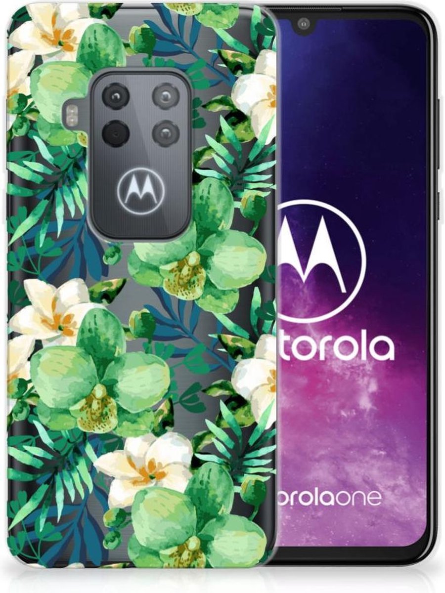 Motorola One Zoom TPU Case Orchidee Groen
