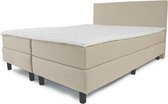 Boxspring Milaan - Vaste standaard  box - Pocketvering matras + Topper - 160 x 210 - Vlak standaard  - Beige - Ronde poten