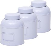 1x Witte ronde opbergblikken/bewaarblikken met etikethouder 24 cm - Witte voorraadblikken met labelhouder - Voorraadbussen
