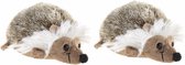 2x Pluche egel bruin knuffels 12 cm - Egels bosdieren knuffeldieren - Speelgoed voor kind