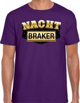 Nachtbraker fun/tekst t-shirt paars voor heren 2XL