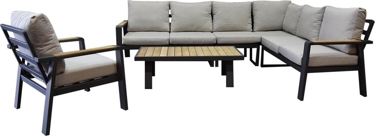 Lola hoek loungeset 6-delig aluminium antraciet