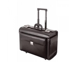 Alassio pilotenkoffer - SILVANA - leer - zwart - JU-92705