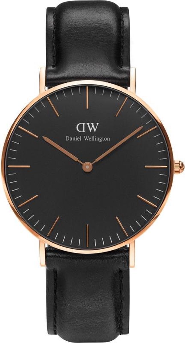 Daniel Wellington Classic Black Sheffield DW00100139 - Horloge - Leer - Zwart - Ø 36mm