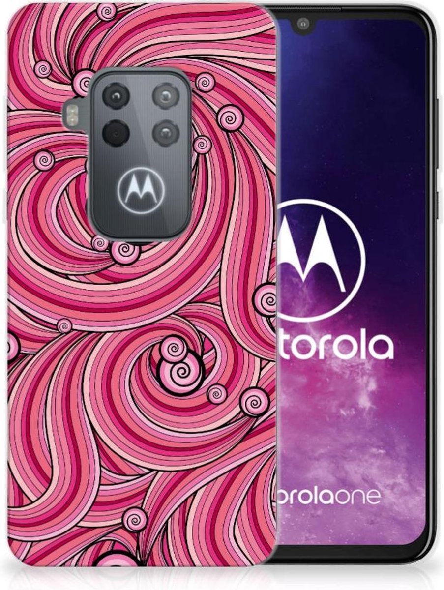Motorola One Zoom Hoesje maken Swirl Pink