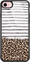 iPhone 8/7 hoesje glass - Luipaard strepen | Apple iPhone 8 case | Hardcase backcover zwart