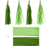 Tassels. donkergroen/lime green. afm 12x35 cm. 14 gr. 12 stuk/ 1 doos