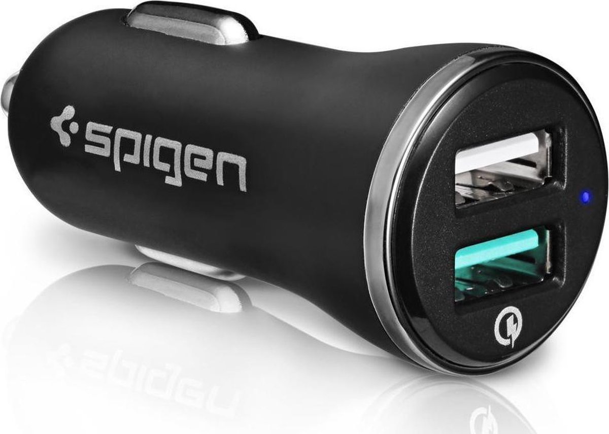 Spigen Quick Charge Autolader Zwart