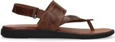 Manfield - Heren - Bruine leren sandalen - Maat 45