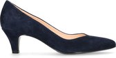 Manfield - Dames - Blauwe suède pumps met lage hak - Maat 37